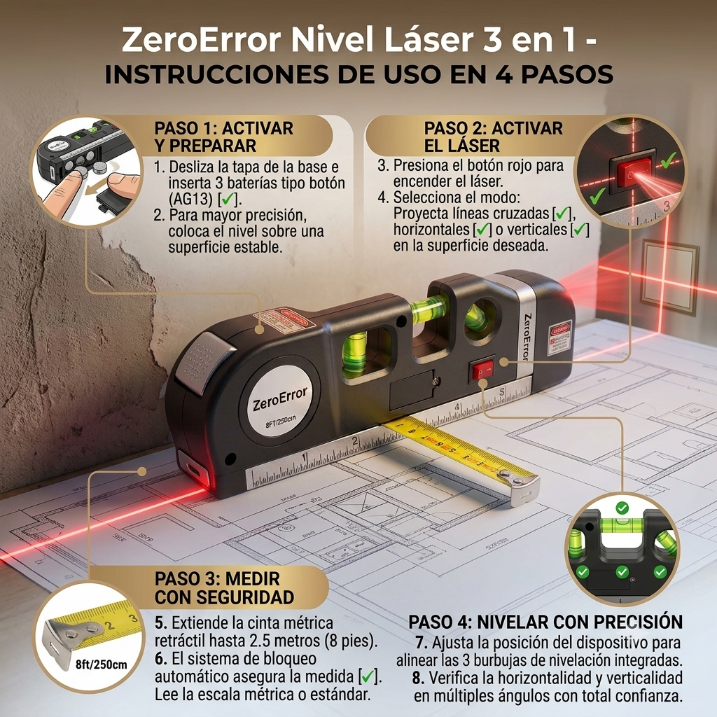 ZeroError™ Nivel Láser 3 en 1