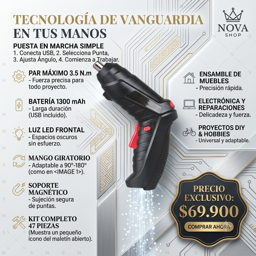 Destornillador Recargable 47Piezas- Herramienta premium